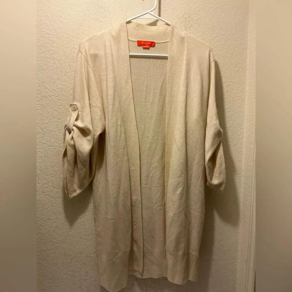Christopher Fischer pale pink soft 100% Cashmere open front sweater ladies M